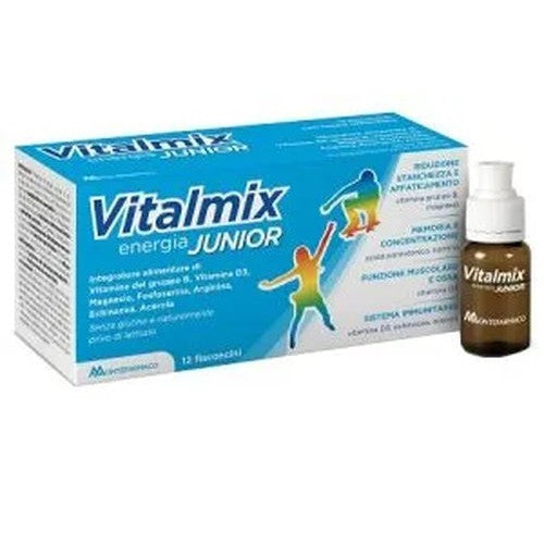Vitalmix Junior – 12 Flaconcini da 12 ml con Vitamine e Fermenti Lattici per Bambini