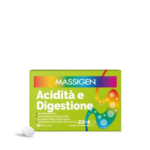 Massigen Acidità e Digestione 24 Compresse – Sollievo Rapido per Stomaco e Digestione